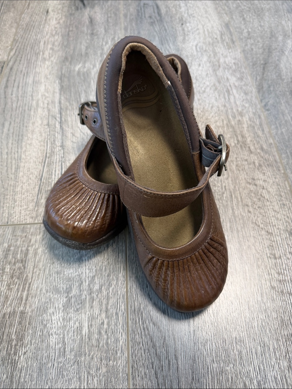 Dansko Brown Mary Jane Flats with Buckle Strap